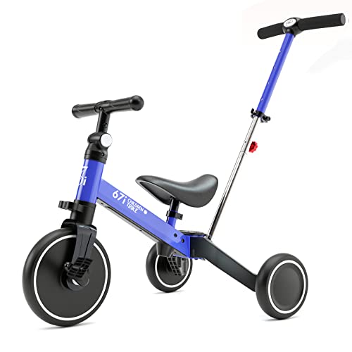 67i Tricycles for 1-3 Year Old Toddler Tricycle with Push Handle 1-3 Years Old Trikes Toddlers Push Handle Boys and Girls Kids Push Trike Toddler Bike Adjustable Seat and Handle (Blue with Handle) from 67i