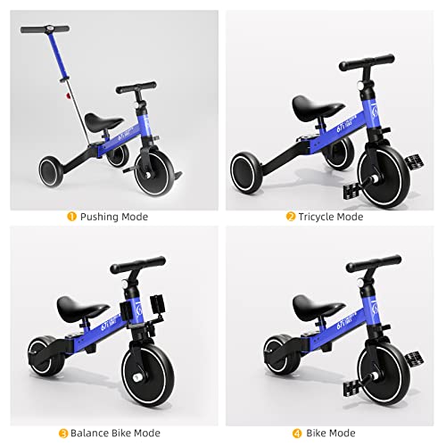 67i Tricycles for 1-3 Year Old Toddler Tricycle with Push Handle 1-3 Years Old Trikes Toddlers Push Handle Boys and Girls Kids Push Trike Toddler Bike Adjustable Seat and Handle (Blue with Handle) from 67i