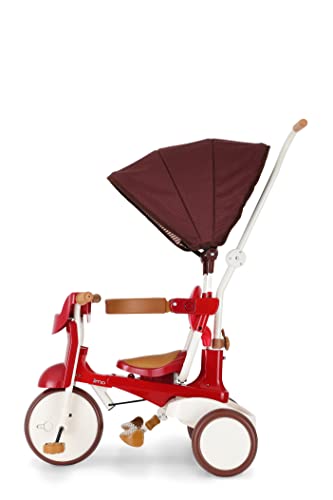 iimo 02SS - Premium Foldable Trike for Toddlers, Toddler Tricycle Stroller, Push and Fold iimo Tricycle for Ages 10 Months to 3 Years (Red) by iimo