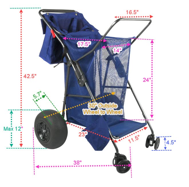 Ultimate Wide Wheel Buggy Wonder Wheeler Beach Cart Wagon with Big Balloon Wheels for Sand by BeachMall