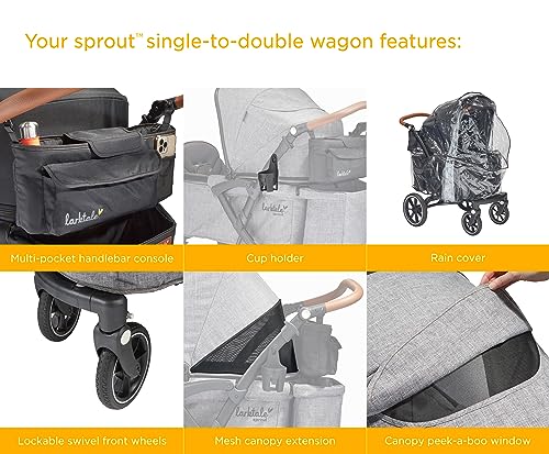 Larktale Sprout Single-to-Double Stroller/Wagon - Expandable and Foldable Stroller Wagon for Kids with Canopy, Storage, and Accessories - Nightcliff Stone from Larktale