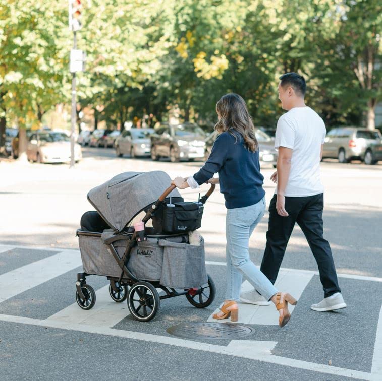 Larktale Sprout Single-to-Double Stroller/Wagon - Expandable and Foldable Stroller Wagon for Kids with Canopy, Storage, and Accessories - Nightcliff Stone from Larktale