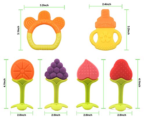 Baby Teething Toys for Newborn Infants (6-Pack) Freezer Safe Infant and Toddler Silicone Teethers Soothe Babies Gums, Perfect Baby Shower Gift by Sperric