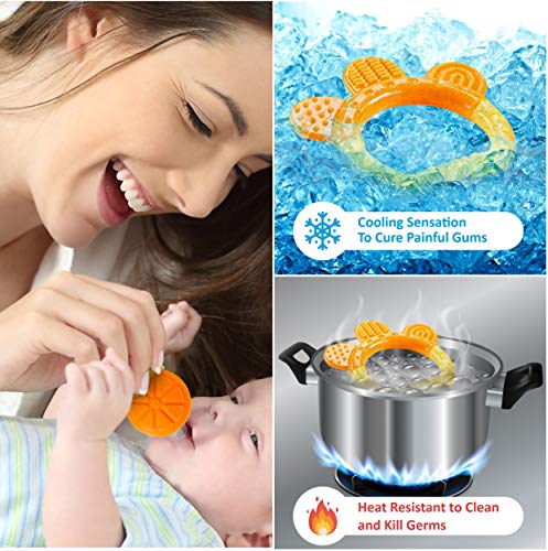 Baby Teething Toys for Newborn Infants (6-Pack) Freezer Safe Infant and Toddler Silicone Teethers Soothe Babies Gums, Perfect Baby Shower Gift by Sperric