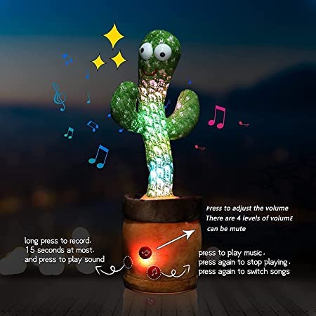 Dancing Cactus Toys, Talking Cactus Toy, Can Twist Body Imitate Speech Sing English Songs Repeat What You Say, Dancing Cactus Toy with Lighting, Funny Creative Kids Toy from FATIRO