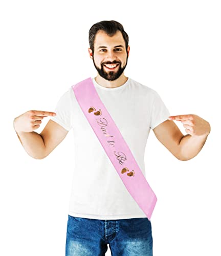Dad To Be & Mom To Be Sash For Baby Shower - Pink With Gold Letters Dad And Mom To Be Sash Baby Shower | Girl Baby Shower Sash Father Mother Decorations Gender Reveal Belly Sash New Princess Favor from JC Product Design
