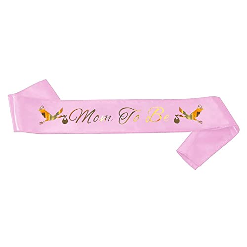 Dad To Be & Mom To Be Sash For Baby Shower - Pink With Gold Letters Dad And Mom To Be Sash Baby Shower | Girl Baby Shower Sash Father Mother Decorations Gender Reveal Belly Sash New Princess Favor from JC Product Design