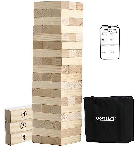 Large Tower Game Life Size Lawn Yard Outdoor Games for Adults and Family Wooden Stacking Games- Includes Rules and Carry Bag-54 Large Blocks from SPORT BEATS