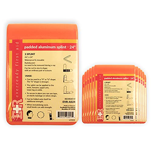 Ever Ready First Aid Padded Universal Aluminum Splint, 4.25â x 24â, Flat Folded, Waterproof - 12 Count from Ever Ready First Aid