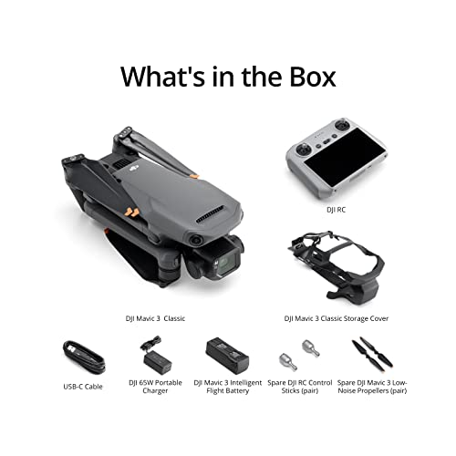DJI Mavic 3 Classic (DJI RC), Drone with 4/3 CMOS Hasselblad Camera for Professionals, 5.1K HD Video, 46 Mins Flight Time, Omnidirectional Obstacle Sensing, 15km Transmission Range, Smart Return to Home by DJI