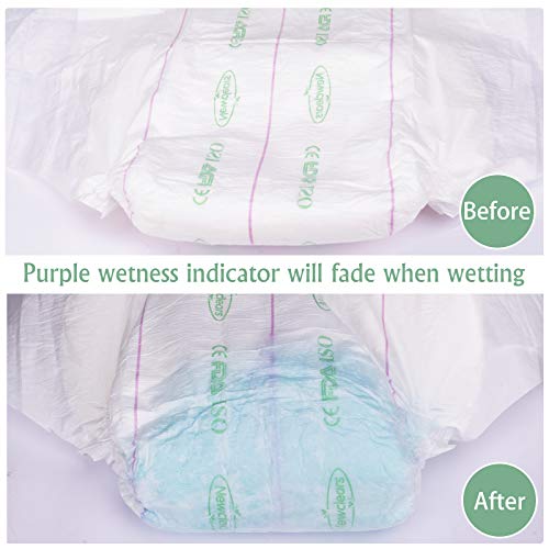 Newclears Adult Diapers with Tabs for Men Women Incontinence Care, Disposable Absorbent for Disability Postnatal Patient Bedridden Care, 10 Count/Pack, 2 Pack, L by Aimxin