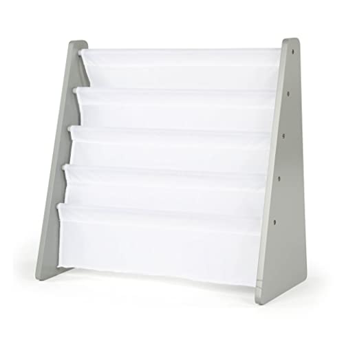 Humble Crew, Grey/White Kids Book Rack Storage Bookshelf, 4 Tiers by Humble Crew