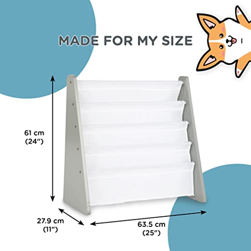 Humble Crew, Grey/White Kids Book Rack Storage Bookshelf, 4 Tiers by Humble Crew