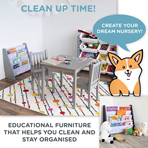 Humble Crew, Grey/White Kids Book Rack Storage Bookshelf, 4 Tiers by Humble Crew