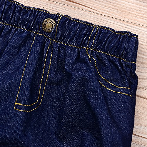 Baby Girls Plaid Ruffle Bowknot Tank Top+Denim Shorts Outfit with Headband (80(6-12M), Red) by 