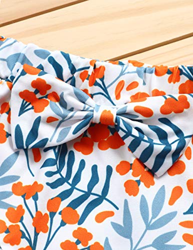 Baby Girls Clothes Short Sleeve Funny Letter Romper Top and Floral Pant with Headband Newborn Girl Summer 3Pcs Outfit Sets Light Orange by 