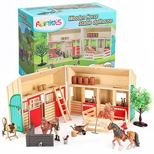 Flyintoys Farm Animals Figures Playset with Stable,Farm Toys Set with Farmers,Horse and Fence Farm Vehicle Playset,Educational Toys for Kids Boys Girls Toddlers Pretend Play by FLYINTOYS