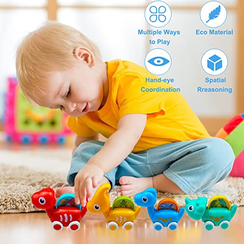 Dinosaur Car Toys for 1 Year Old Boy,4 Vehicle Toy Cars Set with Play Mat and Storage Bag,Baby Toys 12-18 Months,Early Educational Infant Toys 1 2 3 Year Old,1st Birthday Gifts for Toddlers Age 1-2 by SKABENLAM