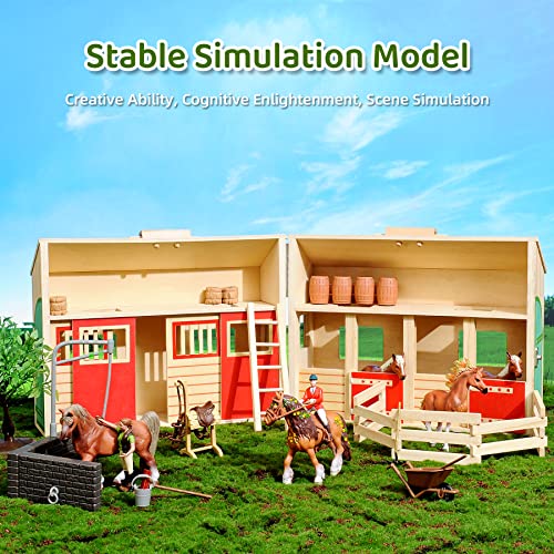 Flyintoys Farm Animals Figures Playset with Stable,Farm Toys Set with Farmers,Horse and Fence Farm Vehicle Playset,Educational Toys for Kids Boys Girls Toddlers Pretend Play by FLYINTOYS