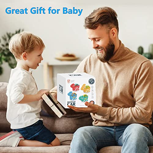 Dinosaur Car Toys for 1 Year Old Boy,4 Vehicle Toy Cars Set with Play Mat and Storage Bag,Baby Toys 12-18 Months,Early Educational Infant Toys 1 2 3 Year Old,1st Birthday Gifts for Toddlers Age 1-2 by SKABENLAM