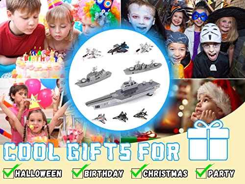 Crelloci Aircraft Carrier Military Naval Ship with Pull Back Army Fighter Jet Toy Small Scale Model Plane Submarine Kids' Play Vehicle Set for Boy Girl Children from Crelloci