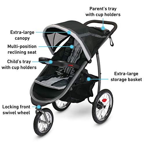 Graco FastAction Fold Jogger Travel System | Includes the FastAction Fold Jogging Stroller and SnugRide 35 Infant Car Seat, Gotham from Graco
