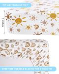 Babebay Fitted Crib Sheets for Boys and Girls, Baby Crib Sheet Neutral for Standard Crib Mattress & Toddler Bed Mattress, Soft and Safe Jersey Knit Cotton, 2 Pack (Rainbow and Sun) from Babebay