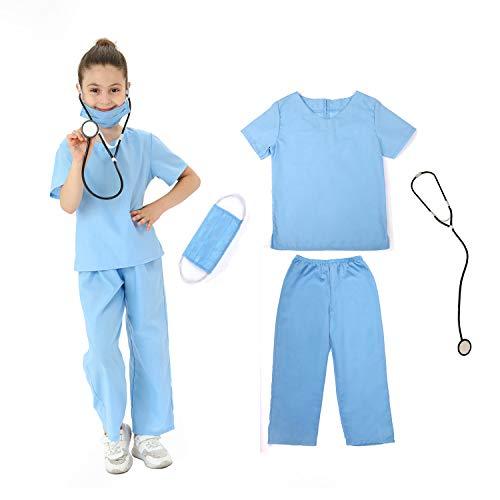 Lingway Toys Kids Blue Cotton Dr.Scrubs Costume Soft Material Realistic Suit for Children's Pretend Play 4-6years by Lingway Toys