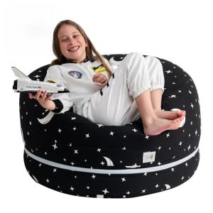 2 Sizes in 1 Large Bean bag Stuffed Animal Storage | XL Jumbo Ottoman for Soft Toys, Plush Toys | Giant Pouf Organizer for Linens, Quilts, Pillows | 300 L. / 80 Gal. | 42" (Starry night) by Mescalito Ltd.
