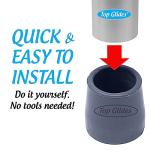 Top Glides Steel-Reinforced Walker Glide Tips (Gray, 1 1/8") by Top Glides