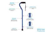 NOVA Designer Walking Cane with Offset Handle, Lightweight Adjustable Walking Stick with Carrying Strap, âMaui Flowersâ Design from NOVA Medical Products
