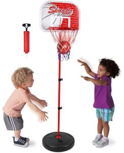 Kiddie Play Toddler Basketball Hoop Toy Set Adjustable Height Stand Up to 4 ft Indoor & Outdoor Play by Kiddie Play