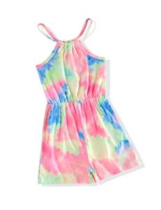 Toddler Girls Summer Clothes Tie-dye Romper Bodysuits Jumpsuit One-Piece Kid Summer Outfit Set(8Y) from 