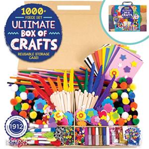 Horizon Group USA 1000+ Pieces Ultimate Box Of Crafts,Homeschool Preschool DIY Craft Kit Set For Kids & Toddlers.Includes Foam Sheets,Stickers,Feathers,Pipe Cleaners,Wood Sticks,Gemstones,Beads & More from Horizon Group USA