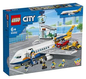 LEGO City Passenger Airplane 60262, with Radar Tower, Airport Truck with a Car Elevator, Red Convertible, 4 Passenger and 4 Airport Staff Minifigures, plus a Baby Figure (669 Pieces) by LEGO