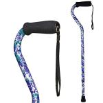 DMI Adjustable Designer Cane with Offset Handle, Comfort Grip and Strap, Purple Flower from Duro-Med
