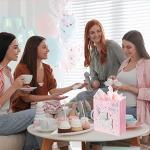 Baby Girl Gift Bags for Baby Showers 12.5" Medium with Tissue Papers 2-Pack (Pink) from 