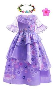 Magwei Encanto Mirabel Isabella Dress Costume For Kids Girls, Isabela Madrigal Princess Dress Cosplay Halloween Dress Up Suit (130(6-7Years), Purple) by 