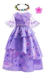 Magwei Encanto Mirabel Isabella Dress Costume For Kids Girls, Isabela Madrigal Princess Dress Cosplay Halloween Dress Up Suit (130(6-7Years), Purple) by 