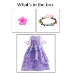 Magwei Encanto Mirabel Isabella Dress Costume For Kids Girls, Isabela Madrigal Princess Dress Cosplay Halloween Dress Up Suit (130(6-7Years), Purple) by 