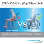 Strongback Mobility Lightweight Foldable Wheelchair, Built-in Adjustable Lumbar Support, Promotes a Healthy Spine, STRONGBACK 24 Flip, 18" Seat (24" Rear Wheels) from Strongback Mobility