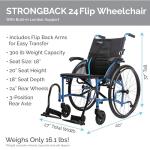 Strongback Mobility Lightweight Foldable Wheelchair, Built-in Adjustable Lumbar Support, Promotes a Healthy Spine, STRONGBACK 24 Flip, 18" Seat (24" Rear Wheels) from Strongback Mobility