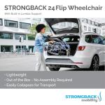 Strongback Mobility Lightweight Foldable Wheelchair, Built-in Adjustable Lumbar Support, Promotes a Healthy Spine, STRONGBACK 24 Flip, 18" Seat (24" Rear Wheels) from Strongback Mobility