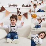 Toddler Baby Boy Clothes Set Bowtie Romper Suspenders Ripped Denim Pants Outfits (Half Birthday-2Long, 6-12 Months) from Pinleck
