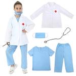 Lingway Toys Kids Pretend Role Play Costumes White Coat with Blue Scrubs and Accessories 3-4years from Lingway Toys