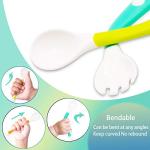 Baby Utensils Spoons Forks Set with Travel Safe Case Toddler Babies Children Feeding Training Spoon Easy Grip Heat-Resistant Bendable Soft Perfect Self Feeding Learning Spoons 2 Sets by NOVOs