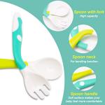 Baby Utensils Spoons Forks Set with Travel Safe Case Toddler Babies Children Feeding Training Spoon Easy Grip Heat-Resistant Bendable Soft Perfect Self Feeding Learning Spoons 2 Sets by NOVOs
