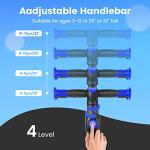 TONBUX Kids Scooter for Age 3-12, Toddler Scooter with 4 Adjustable Heights, Light Up 3-Wheels Scooter, Shock Absorption Design, Lean to Steer, Balance Training Scooter for Kids Blue from TONBUX