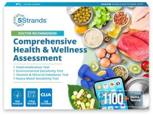 5Strands Deluxe Package 985 Items Tested, Includes 4 Tests - Food Intolerance, Environment Sensitivity, Nutrition & Metals Imbalance Test, Accurate Results in 5-7 Days, at Home Collection Kit by 5Strands
