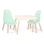 B. spaces by Battat â Kids Furniture Set â 1 Craft Table & 2 Kids Chairs with Natural Wooden Legs (Ivory and Mint) from Branford LTD